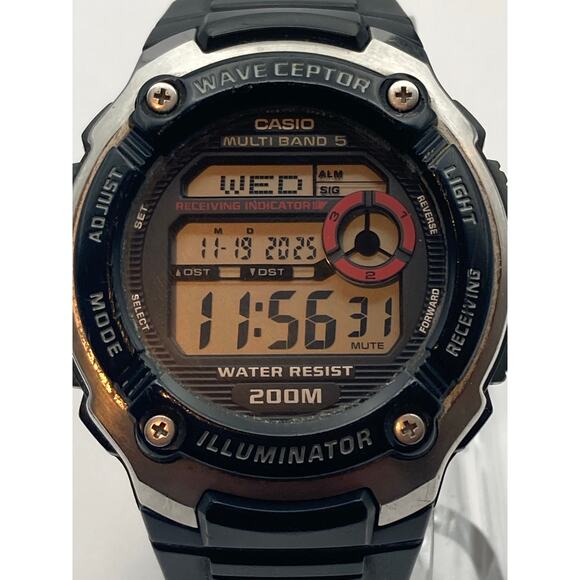 Wave Ceptor Casio Illuminator Multifunction Mens Watch 47mm Day Date Timer WR200 - Picture 2 of 10